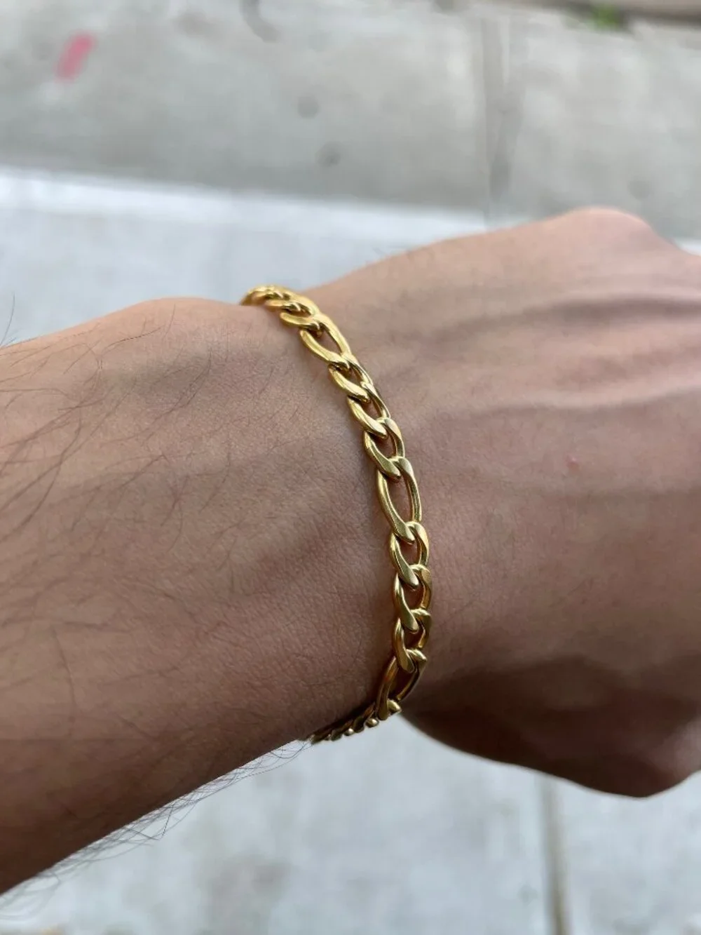 Gold 5mm Figaro Link Bracelet 7.75 Inch